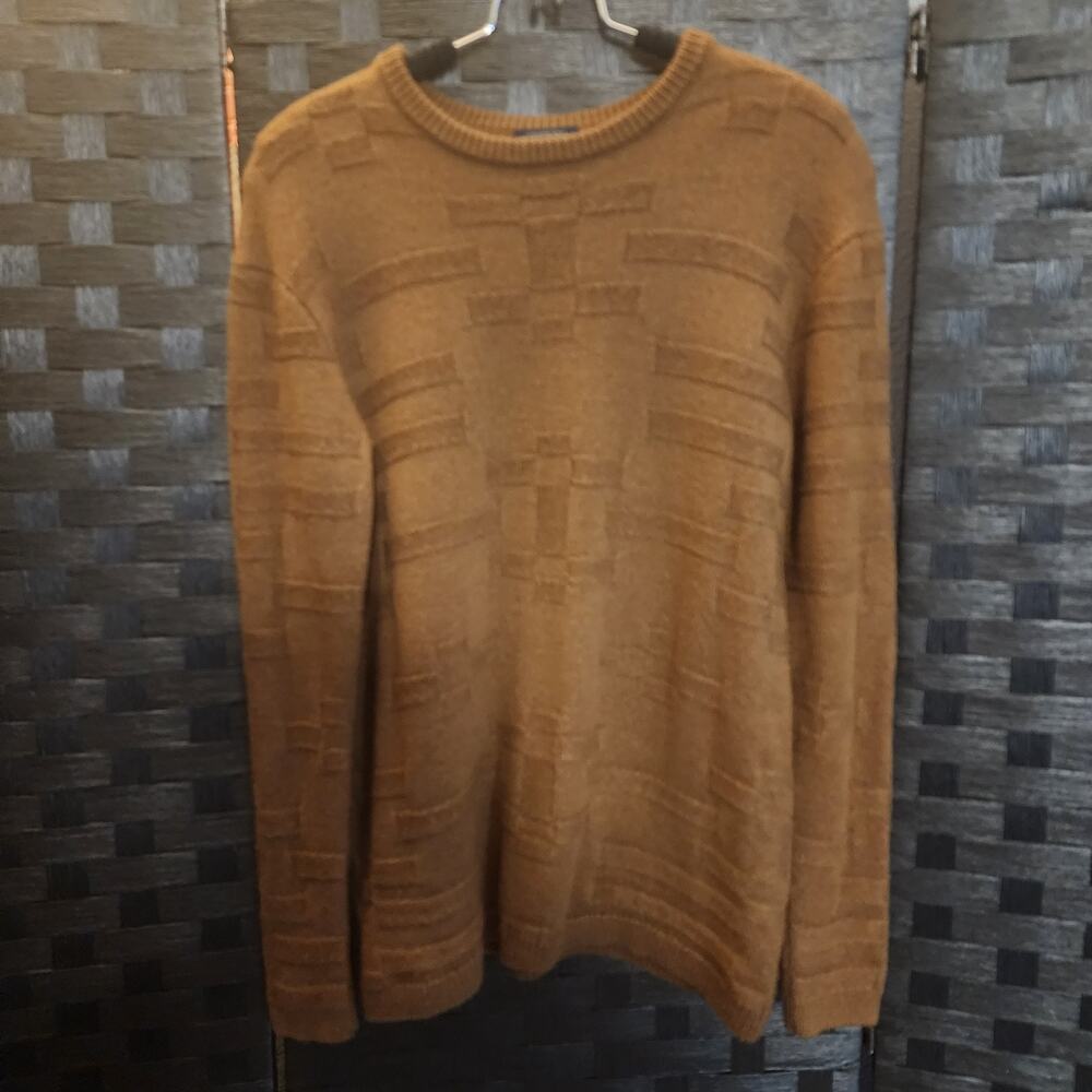 Pendleton 100% Merino Wool Textured Knit Crewneck Sweater Brown